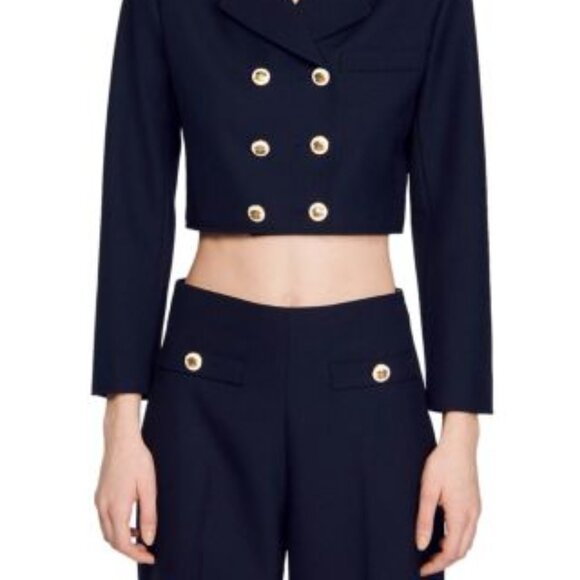 Sandro Navy Alessi Wide Leg Pants (NWOT) - Picture 2 of 10